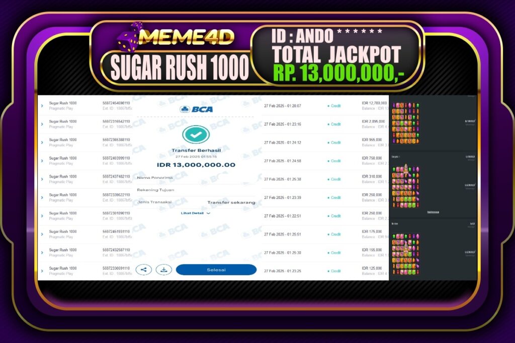 Bukti Jp MEME4D Slot Online 27 Februari 2025
