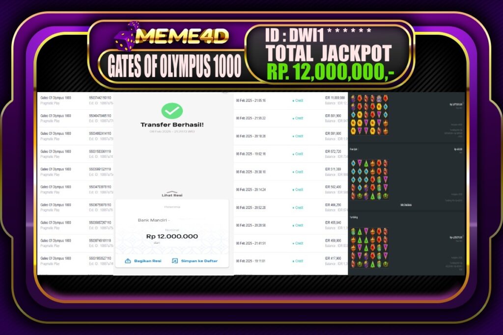 Bukti Jp MEME4D Slot Online 09 Februari 2025