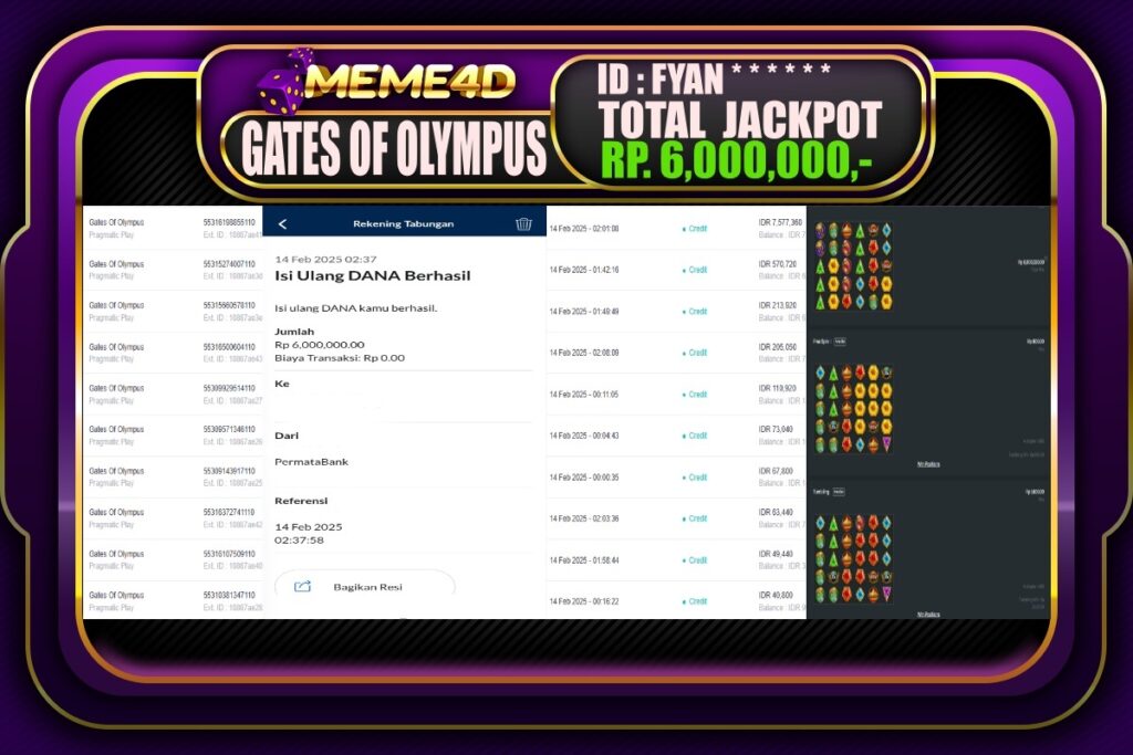 Bukti Jp MEME4D Slot Online 14 Februari 2025