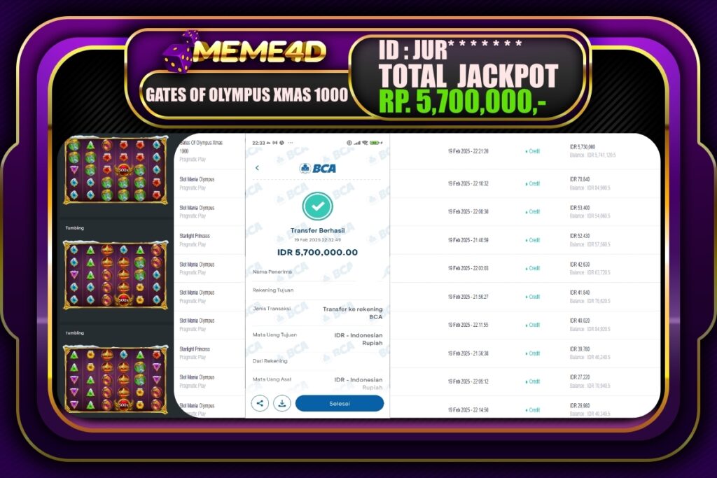 Bukti Jp MEME4D Slot Online 20 Februari 2025