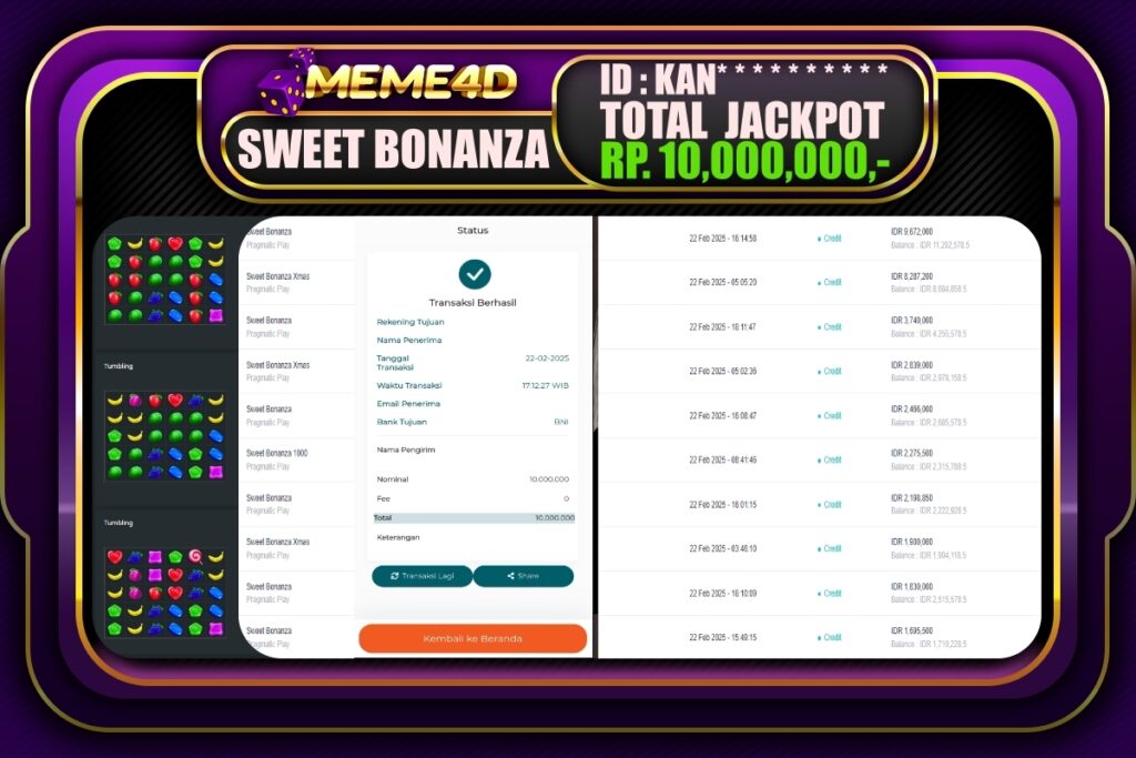 Bukti Jp MEME4D Slot Online 23 Februari 2025