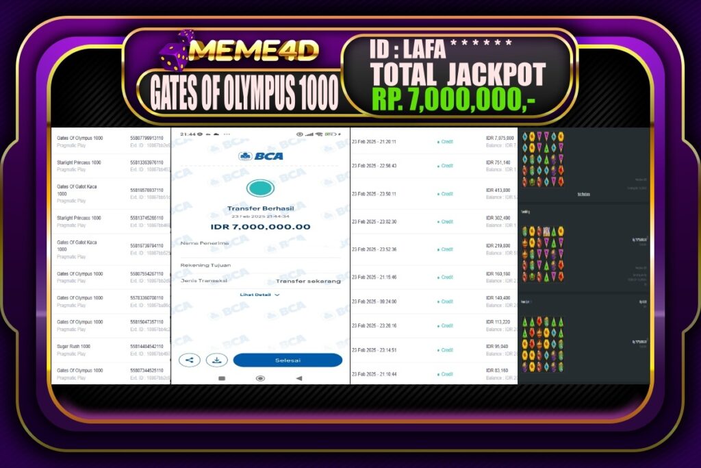Bukti Jp MEME4D Slot Online 24 Februari 2025