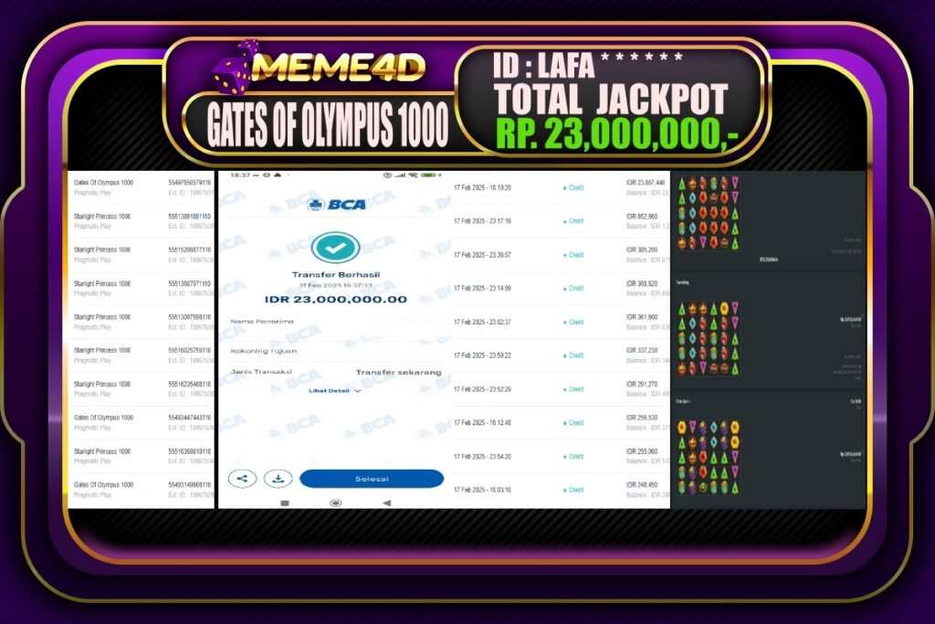 Bukti Jp MEME4D Slot Online 18 Februari 2025