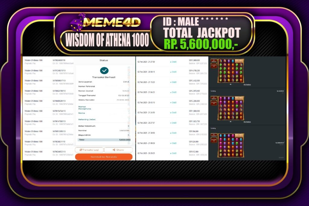 Bukti Jp MEME4D Slot Online 03 Februari 2025