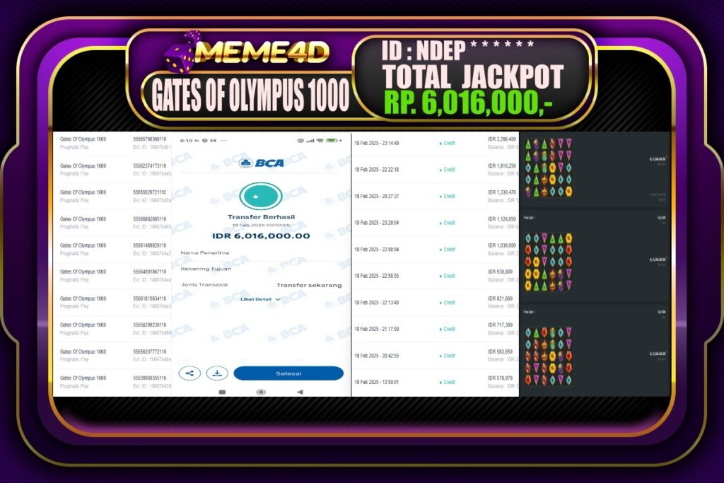 Bukti Jp MEME4D Slot Online 19 Februari 2025