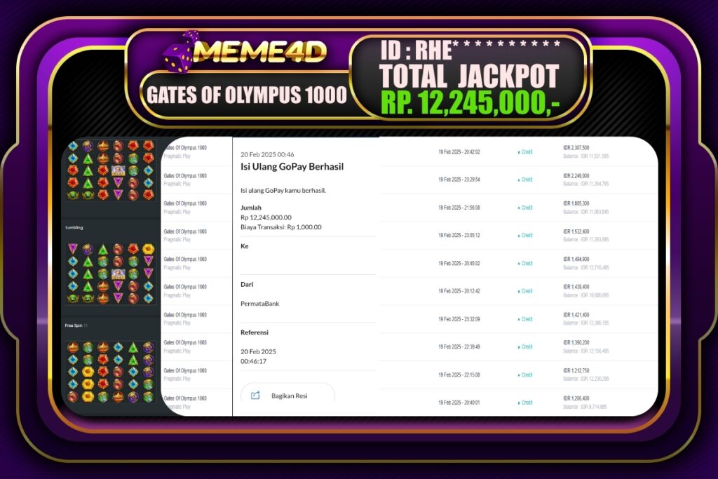 Bukti Jp MEME4D Slot Online 20 Februari 2025