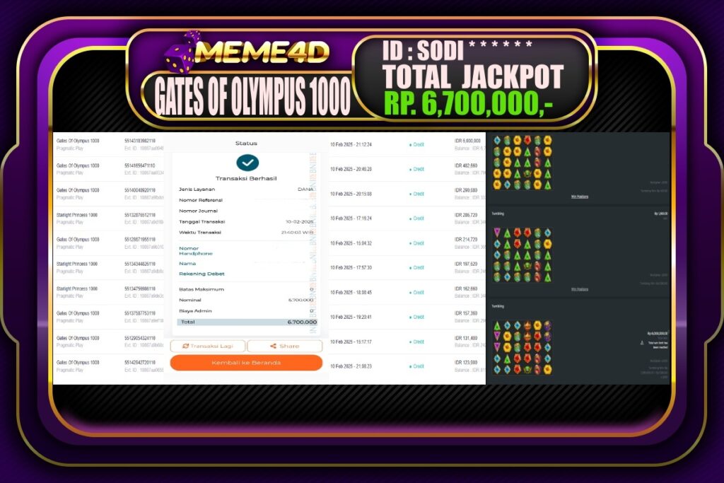 Bukti Jp MEME4D Slot Online 11 Februari 2025