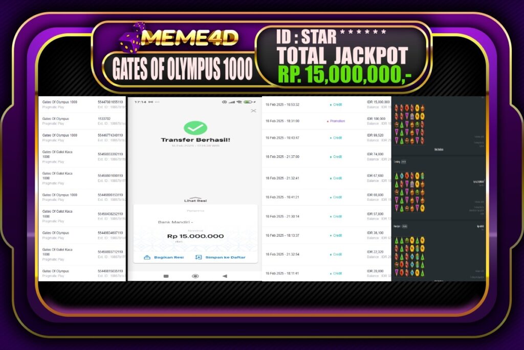 Bukti Jp MEME4D Slot Online 17 Februari 2025