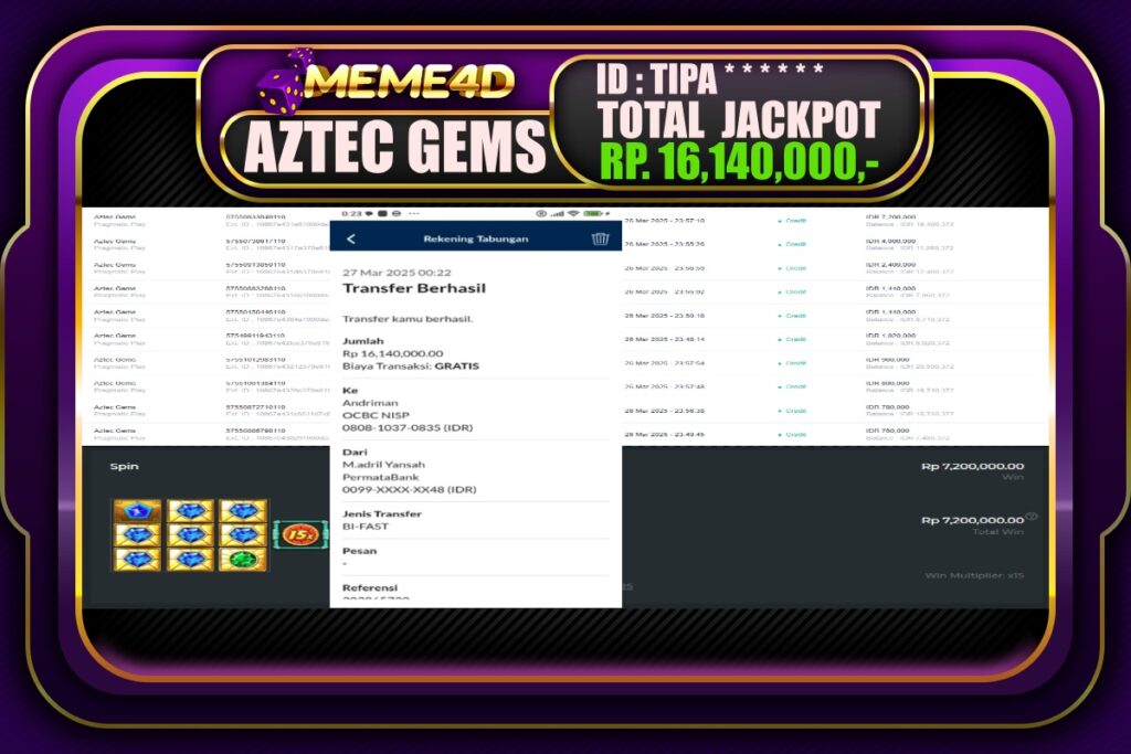 Bukti Jp MEME4D Slot Online 27 Maret 2025