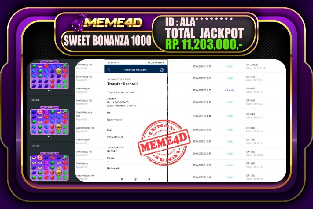 Bukti Jp MEME4D Slot Online 27 Mei 2025