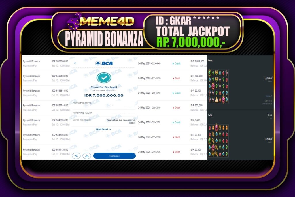 Bukti Jp MEME4D Slot Online 25 Mei 2025