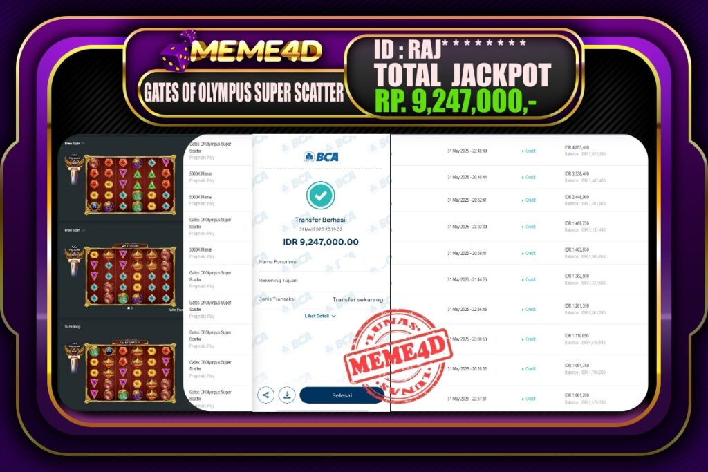 Bukti Jp MEME4D Slot Online 01 Juni 2025