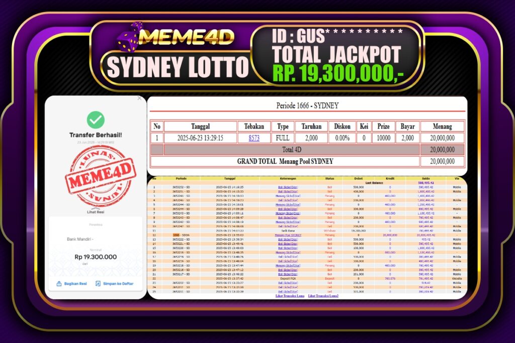 Bukti Jp MEME4D Togel Online 24 Juni 2025