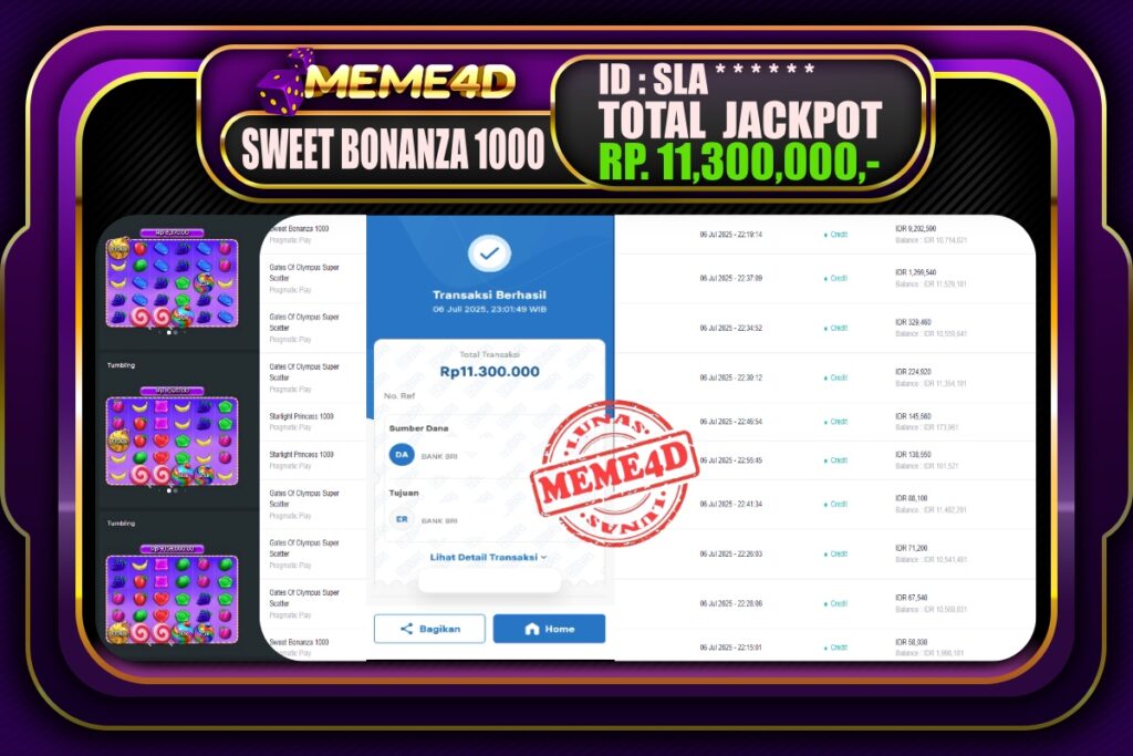 Bukti Jp MEME4D Slot Online 07 Juli 2025