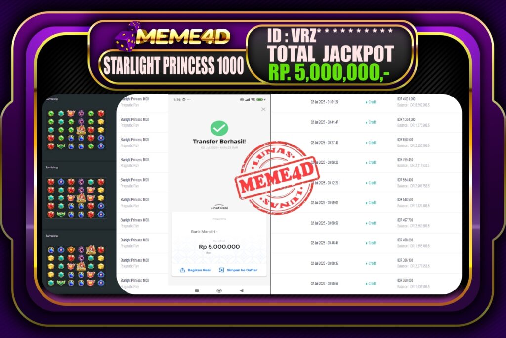 Bukti Jp MEME4D Slot Online 02 Juli 2025
