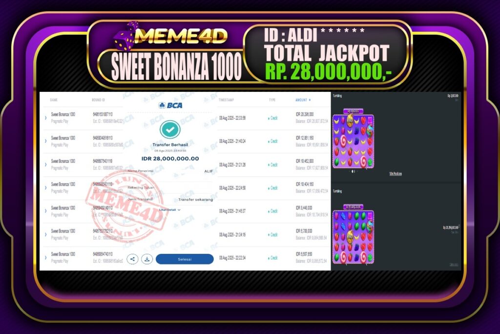 Bukti Jp MEME4D Slot Online 09 AGUSTUS 2025