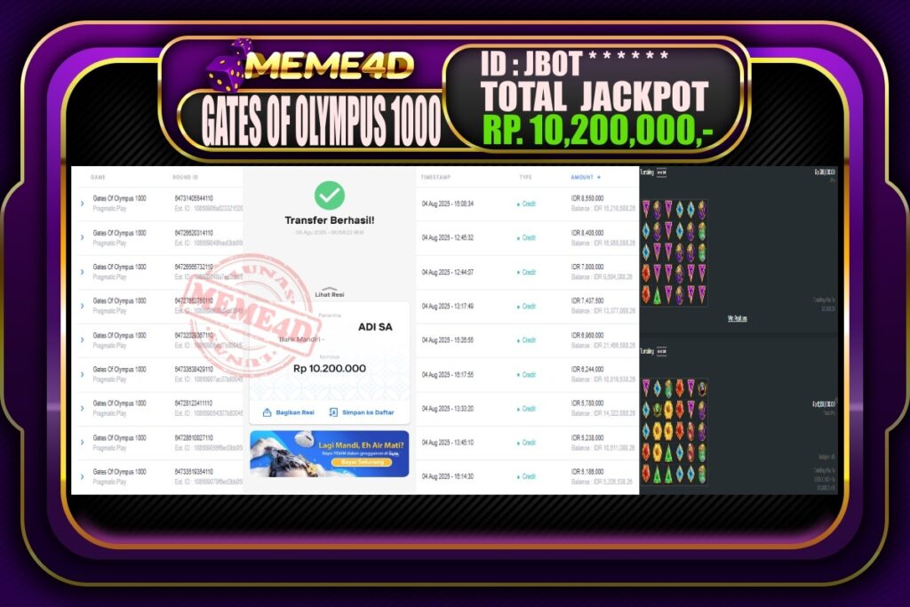 Bukti Jp MEME4D Slot Online 05 AGUSTUS 2025