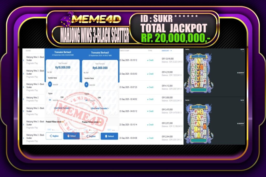 Bukti Jp MEME4D Slot Online 23 September 2025