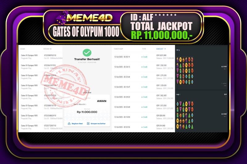 Bukti Jp MEME4D Slot Online 12 Oktober 2025