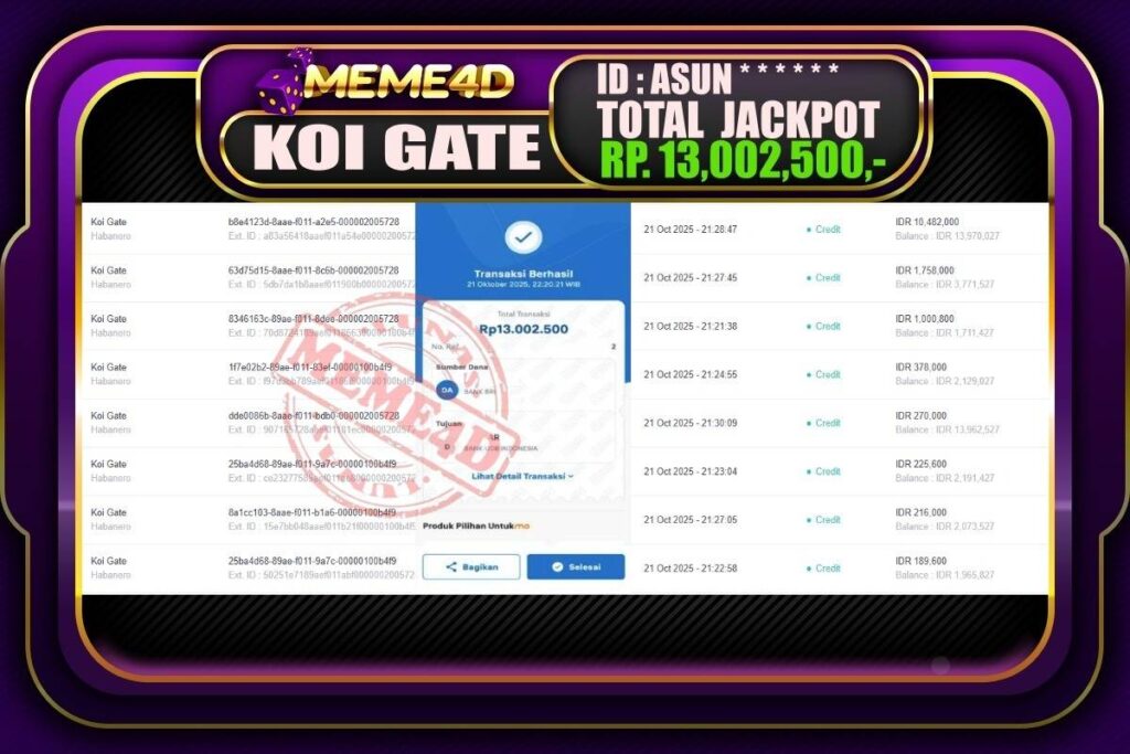Bukti Jp MEME4D Slot Online 22 Oktober 2025