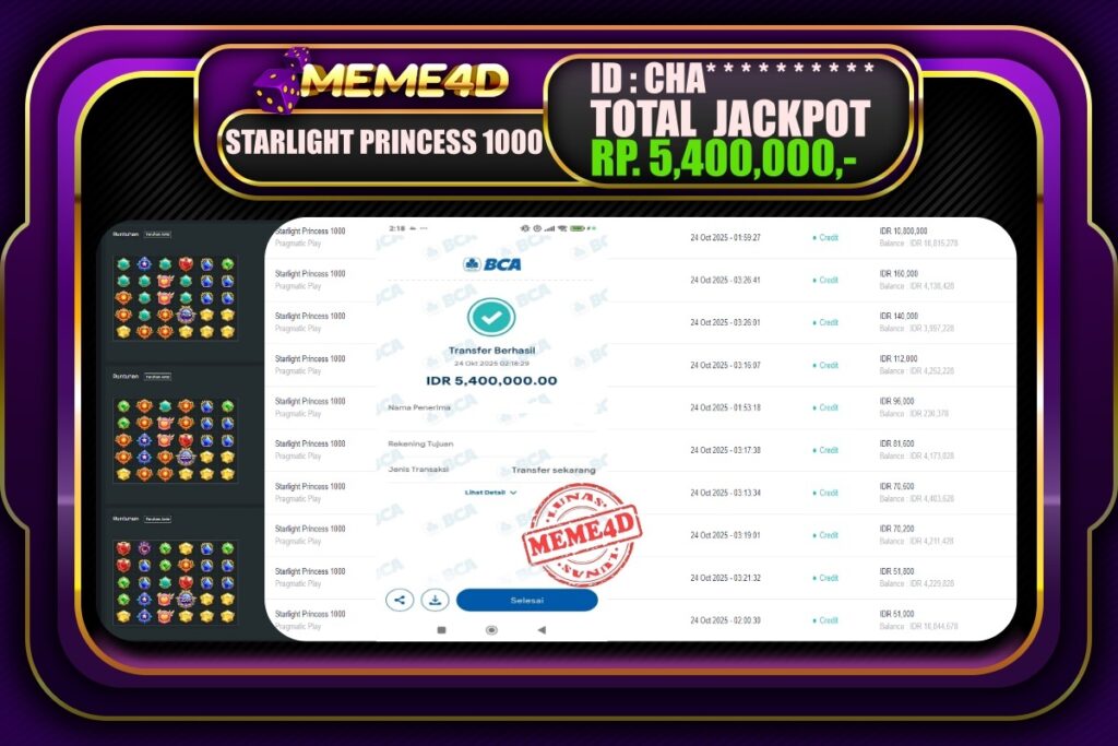 Bukti Jp MEME4D Slot Online 24 Oktober 2025