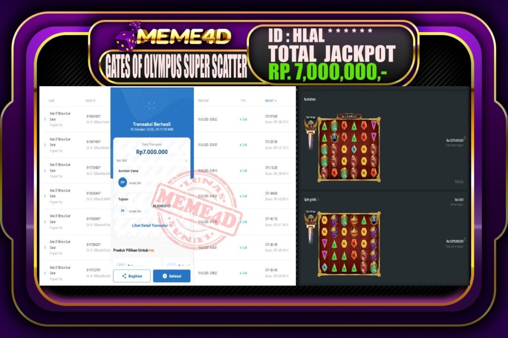 Bukti Jp MEME4D Slot Online 15 Oktober 2025