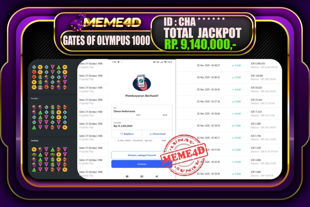Bukti Jp MEME4D Togel Online 02 November 2025