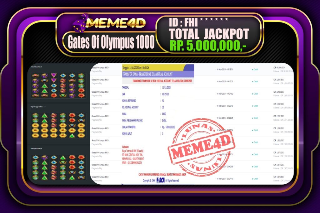 Bukti Jp MEME4D Slot Online 11 November 2025
