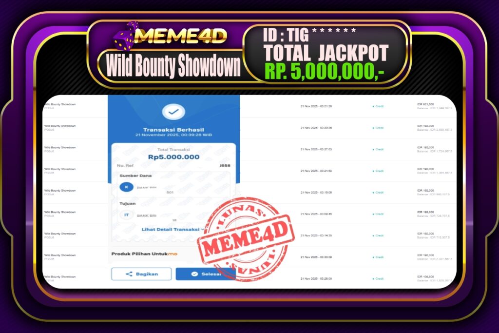 Bukti Jp MEME4D Slot Online 21 November 2025