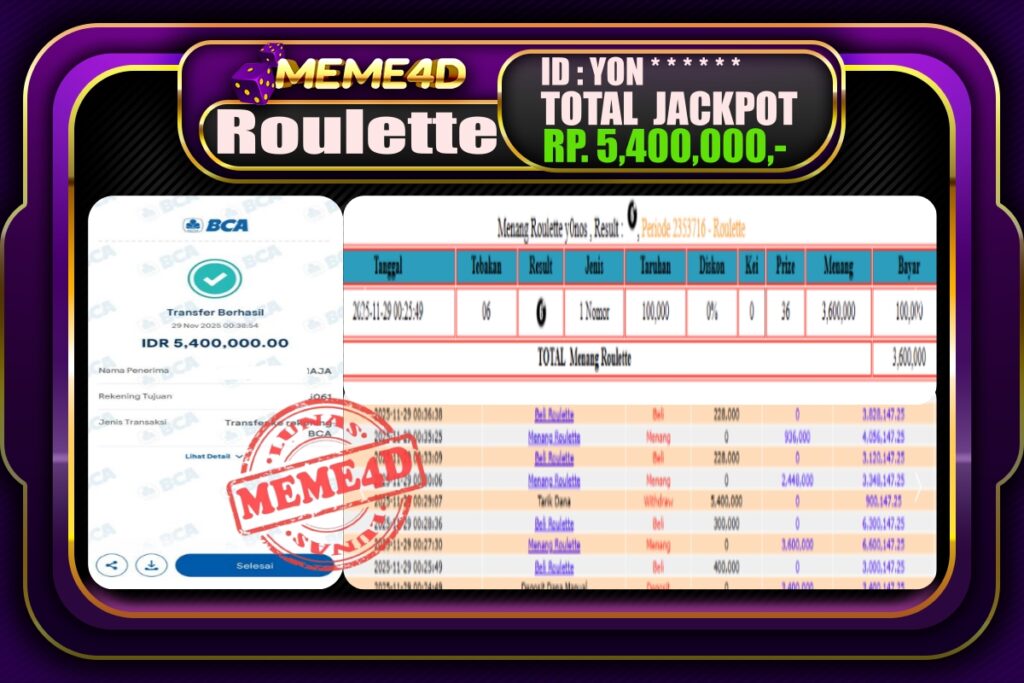 Bukti Jp MEME4D Togel Online 29 November 2025