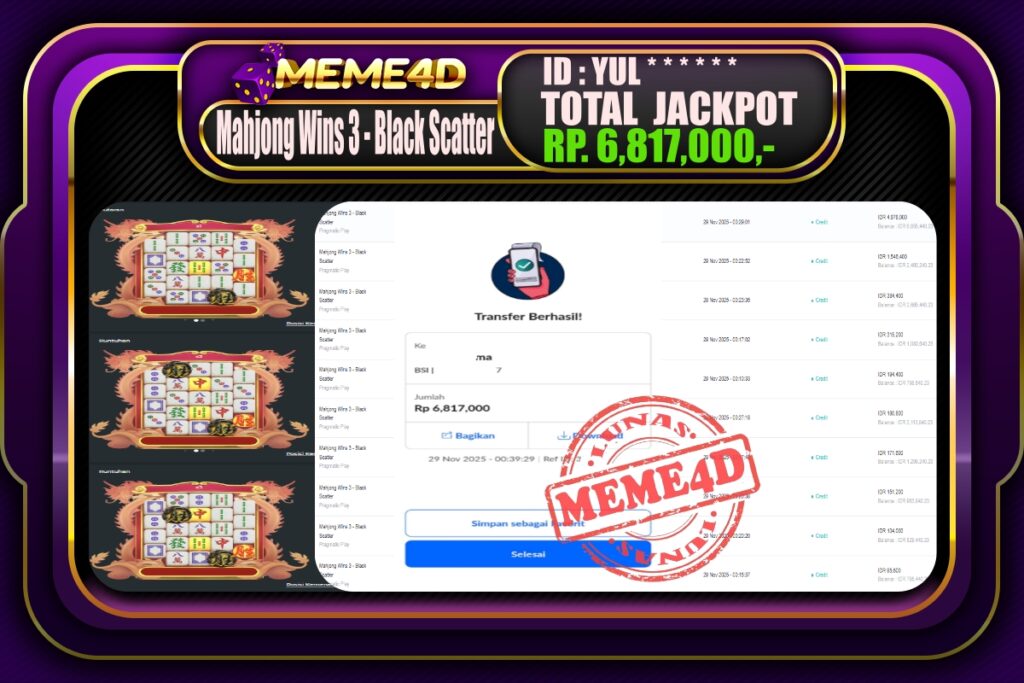 Bukti Jp MEME4D Slot Online 29 November 2025