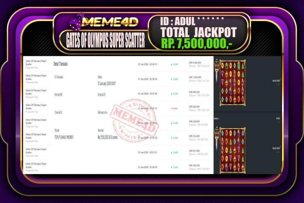 Bukti Jp MEME4D Slot Online 21 Januari 2026