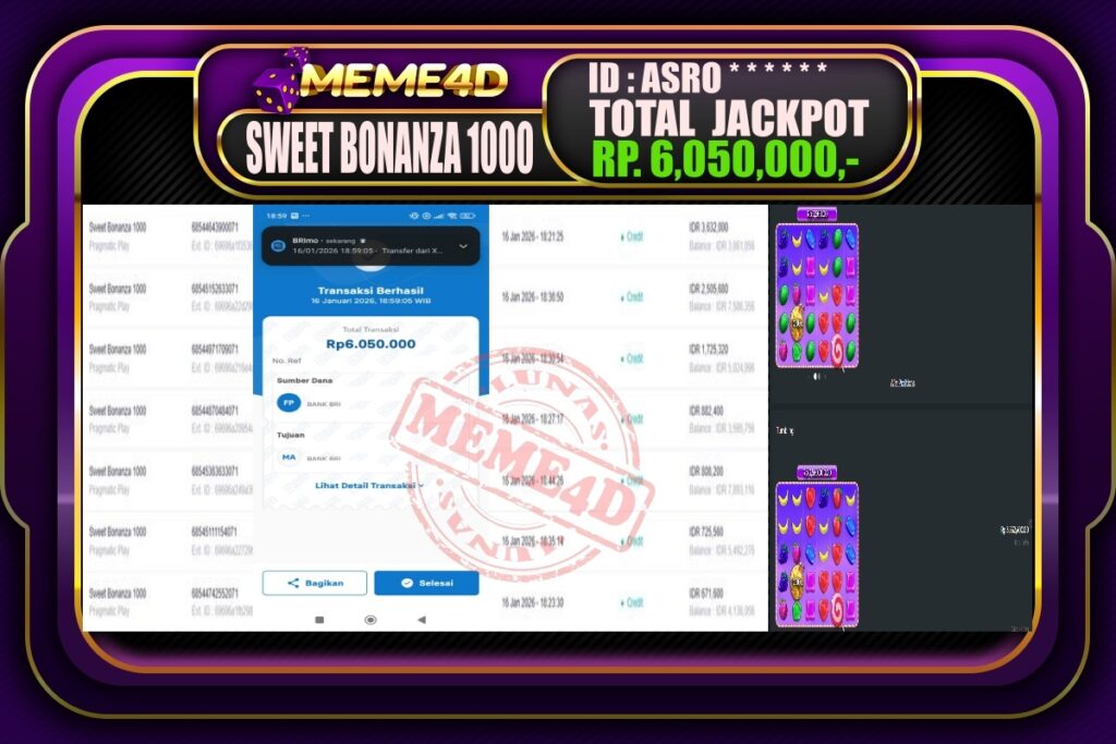 Bukti Jp MEME4D Slot Online 17 Januari 2026