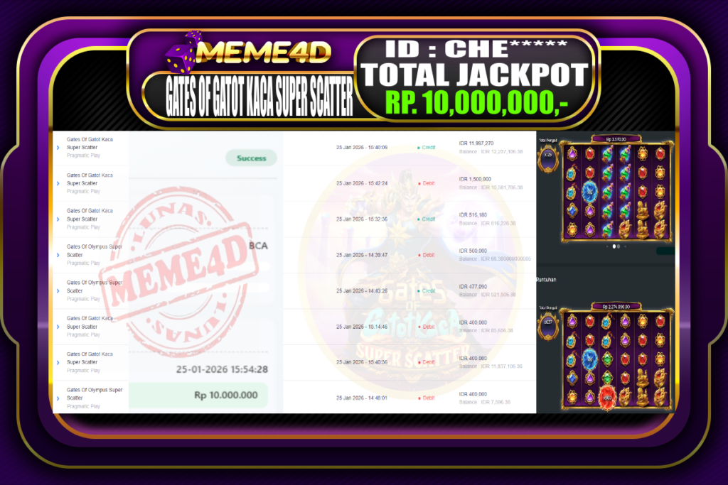 Bukti Jp MEME4D Slot Online 25 Januari 2026
