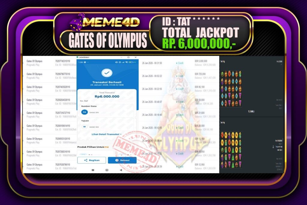 Bukti Jp MEME4D Slot Online 26 Januari 2026