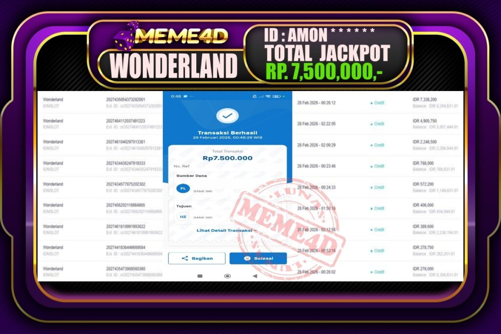 Bukti Jp MEME4D Slot Online 28 February 2026