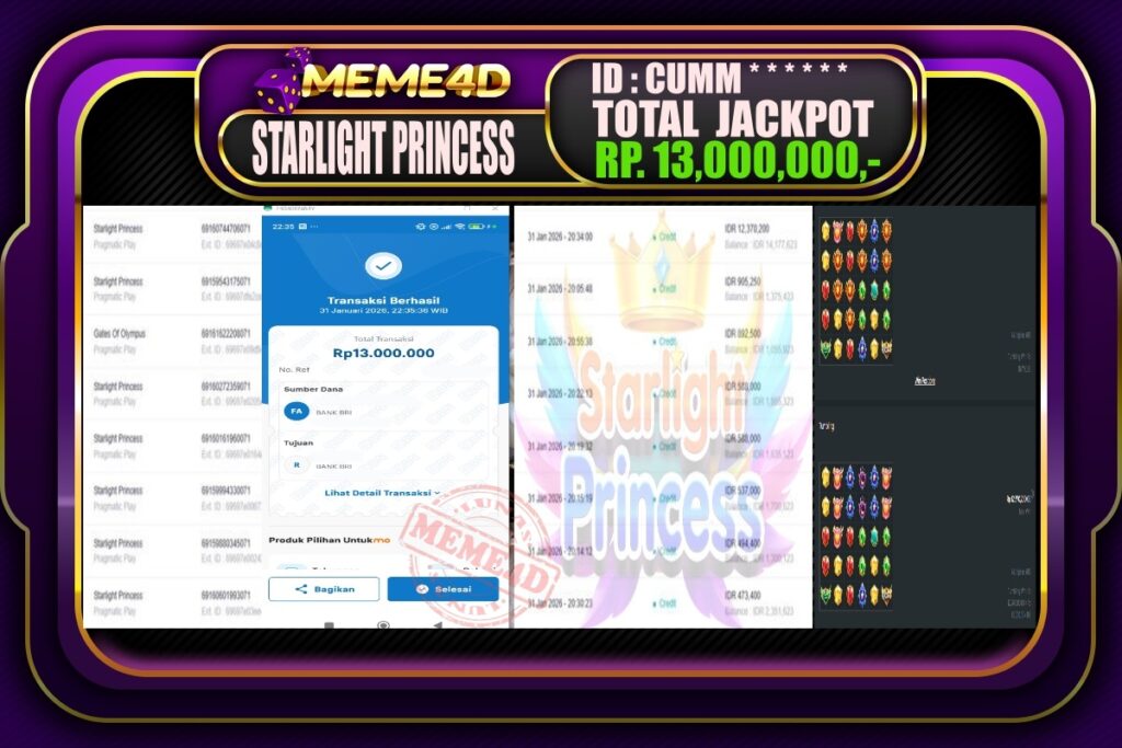 Bukti Jp MEME4D Slot Online 01 Februry 2026