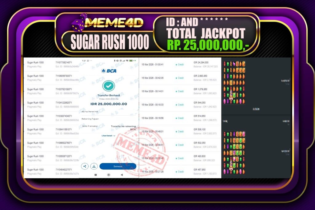 Bukti Jp MEME4D Slot Online 15 March 2026