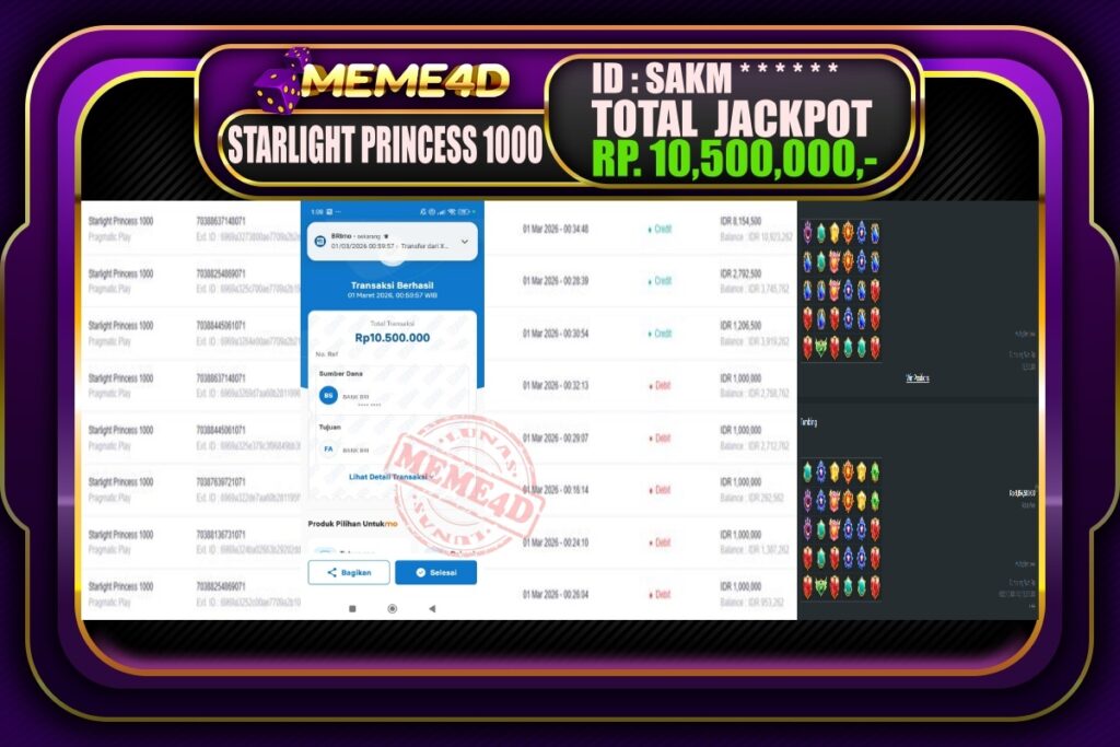 Bukti Jp MEME4D Slot Online 01 March 2026