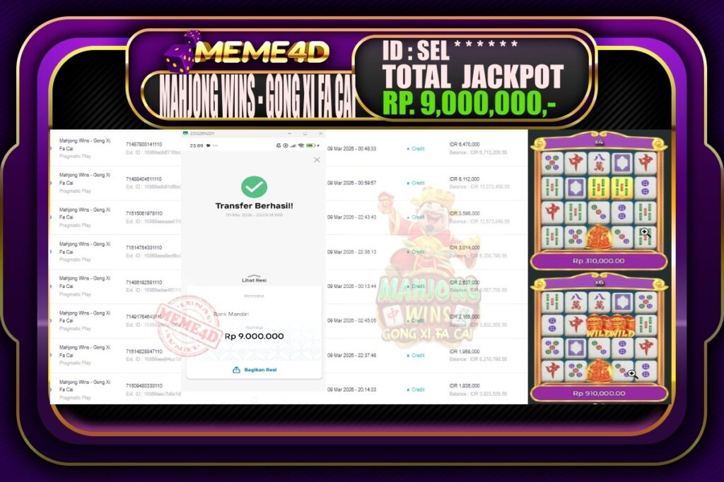 Bukti Jp MEME4D Slot Online 10 March 2026