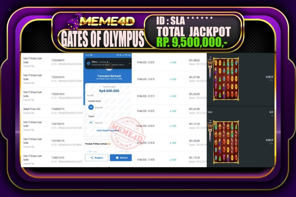 Bukti Jp MEME4D Slot Online 02 March 2026