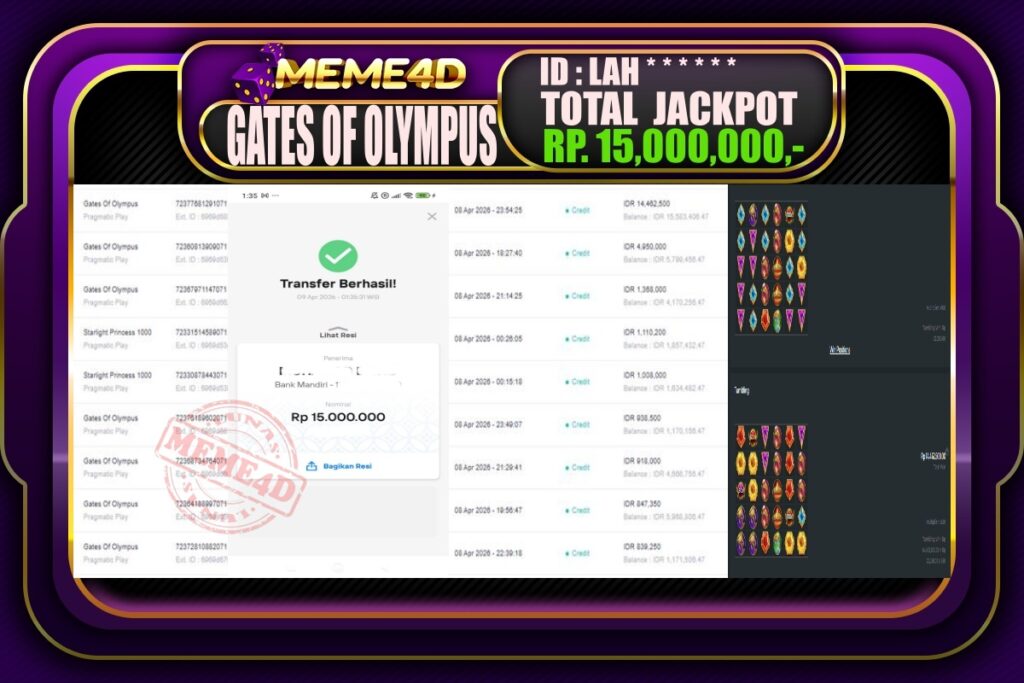 Bukti Jp MEME4D Slot Online 09 April 2026