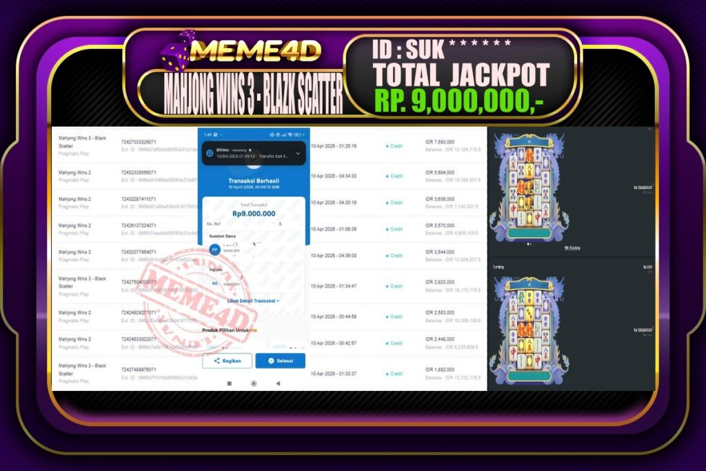 Bukti Jp MEME4D Slot Online 10 April 2026