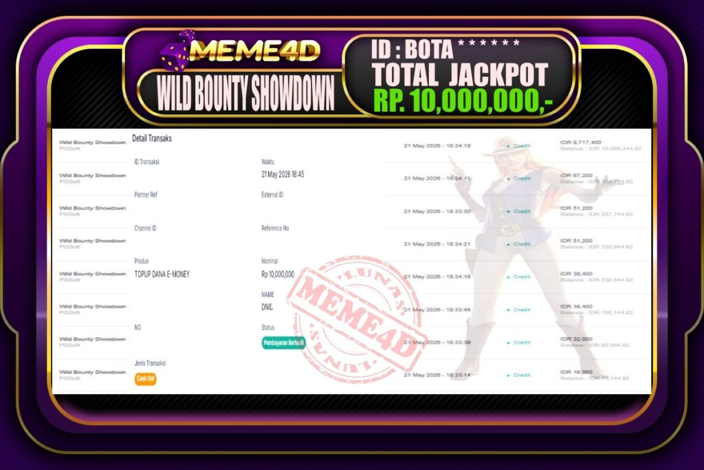 Bukti Jp MEME4D Slot Online 22 Mei 2026