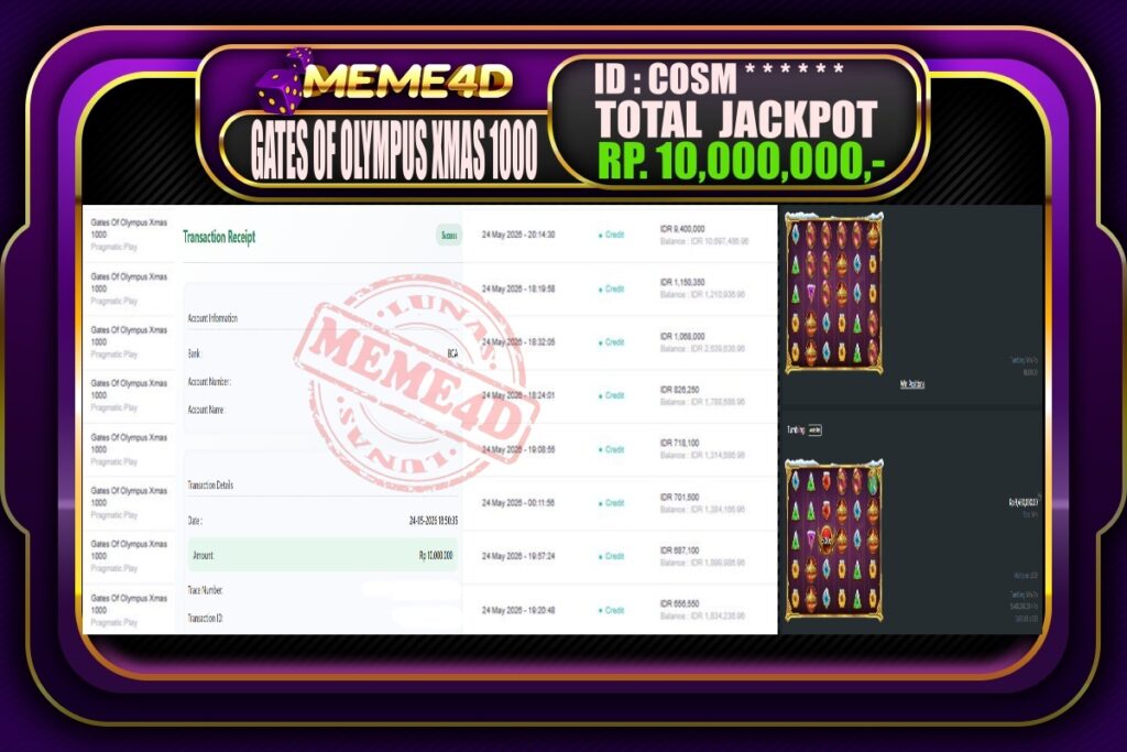 Bukti Jp MEME4D Slot Online 25 Mei 2026
