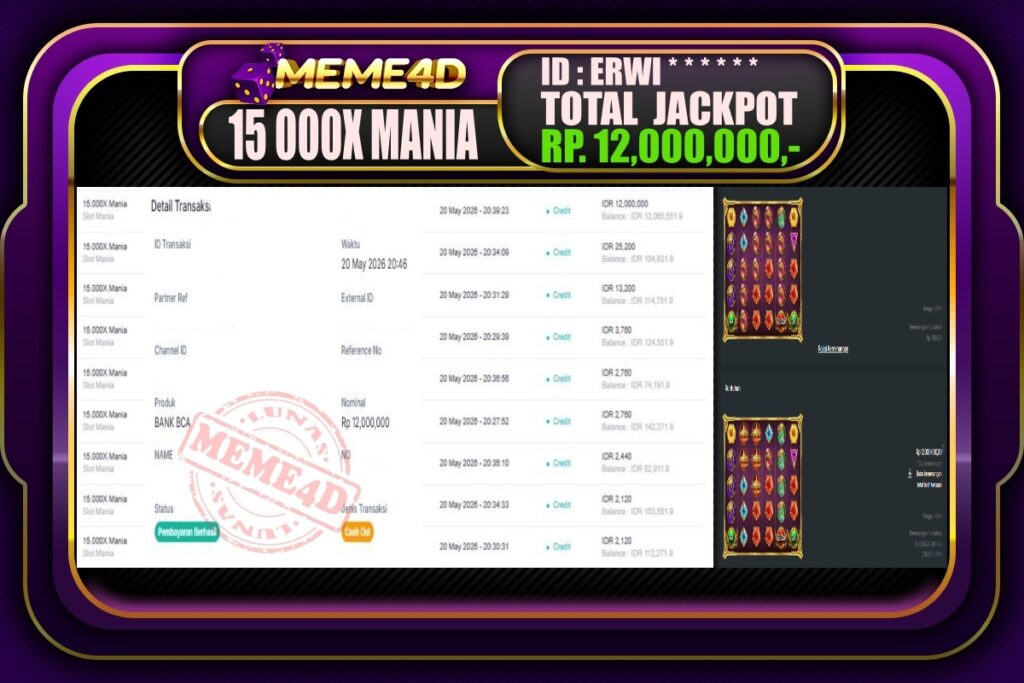 Bukti Jp MEME4D Slot Online 21 Mei 2026