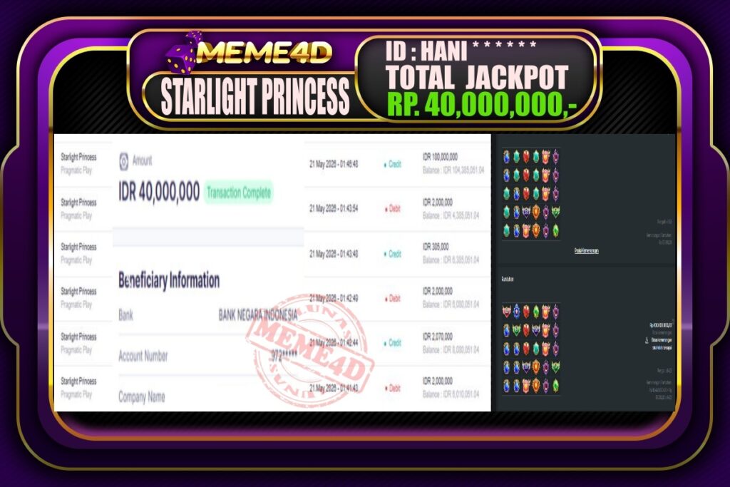 Bukti Jp MEME4D Slot Online 21 Mei 2026