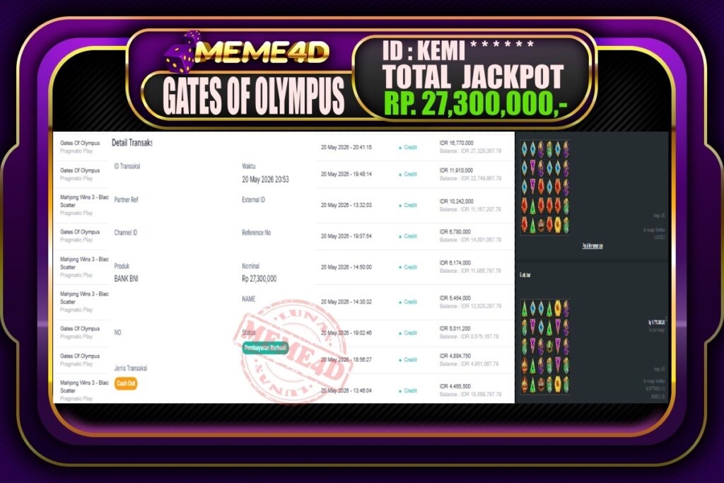 Bukti Jp MEME4D Slot Online 20 Mei 2026