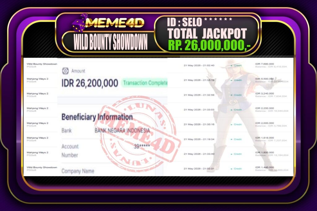 Bukti Jp MEME4D Slot Online 22 Mei 2026