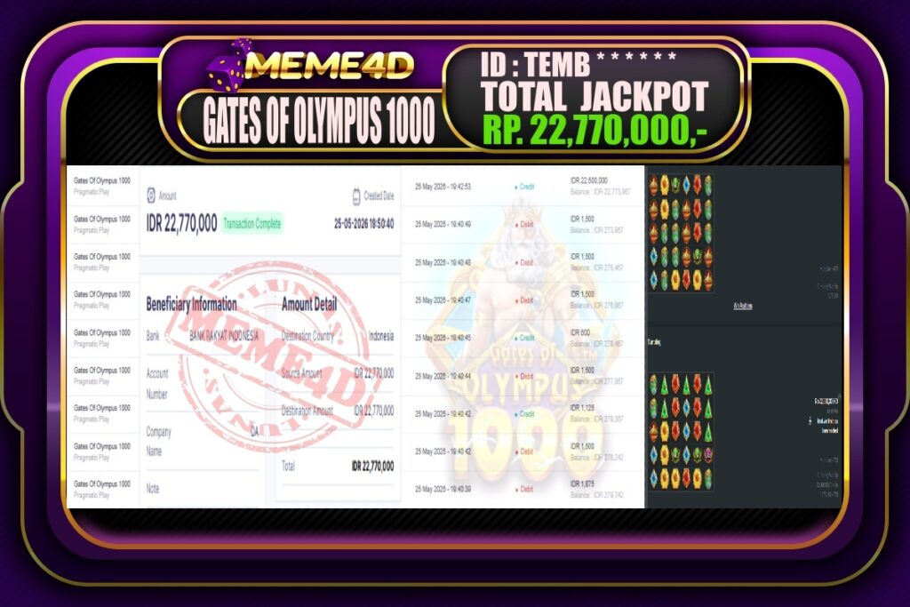 Bukti Jp MEME4D Slot Online 26 Mei 2026